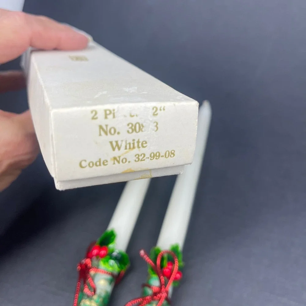 Vintage Christmas Taper Candles Gies Hand Decorated 11.5
